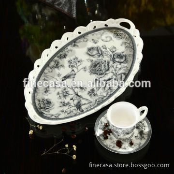 3 Pieces Elegant Porcelain Coffee Set of Nocturne